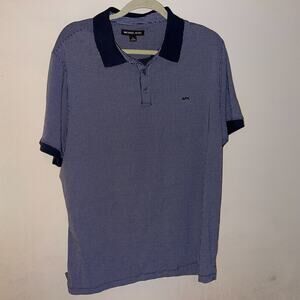 Michael Kors Men’s Polo Shirt Size XL – Midnight Blue Pattern Logo 100% Cotton